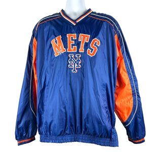 MLB New York Mets Men's Pullover Windbreaker Jacket GIII Carl Banks V-neck XL